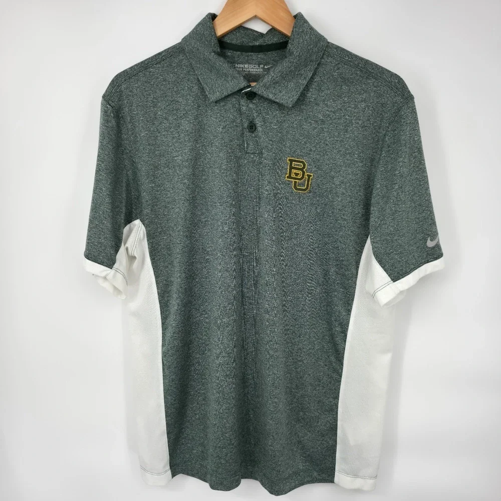 Nike Golf Tour Performance Baylor BU Bears Polo‎ Shirt Green Heathered Size M